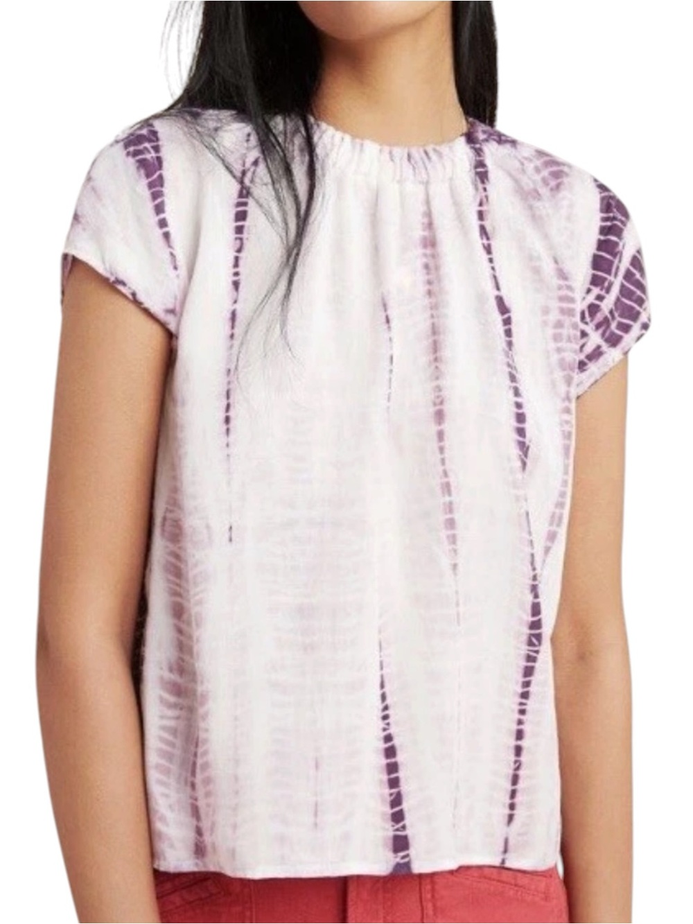 CLOTH & STONE Anthropologie Tie Dye Tencel Blouse Purple Pink Small